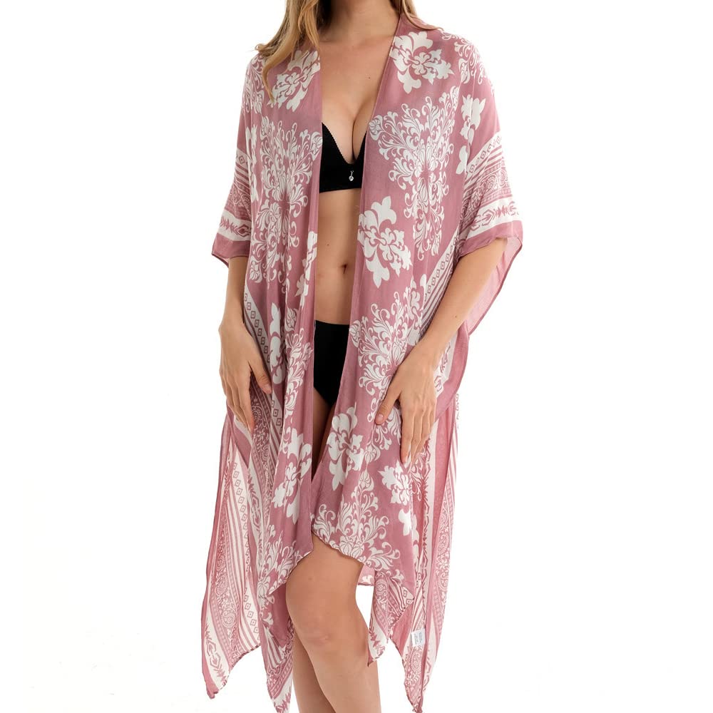 PALAY Women's Coverups for Beach Wear, Floral Print Beachwear for Women, Summer Swimsuits Beach Coverup Cardigan Wrap, Vacation Casual Cover Up for Bikini Swimwear (3/4 Sleeve, Open Front) PALAY Women's Coverups for Beach Wear, Floral Print Beachwear for Women, Summer Swimsuits Beach Coverup Cardigan Wrap, Vacation Casual Cover Up for Bikini Swimwear (3/4 Sleeve, Open Front)